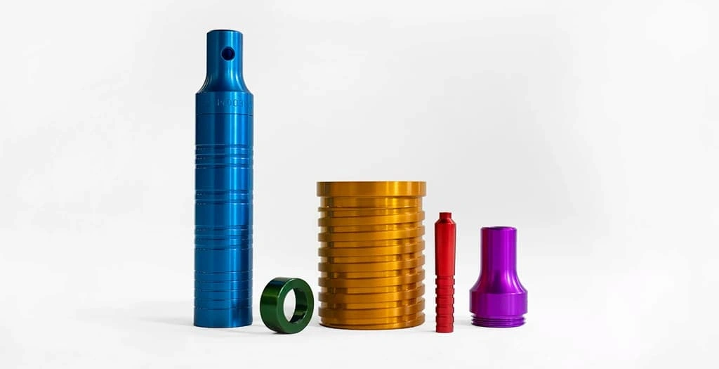 Different parts finished with Type II Sulfuric Acid Anodizing