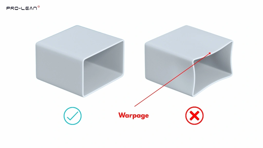 An illustration of a warpage defect in the co-injection molding process