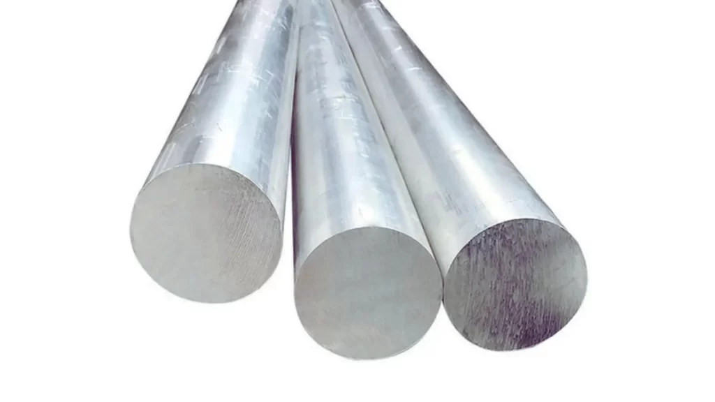 Close-up of 316 stainless steel round bars.