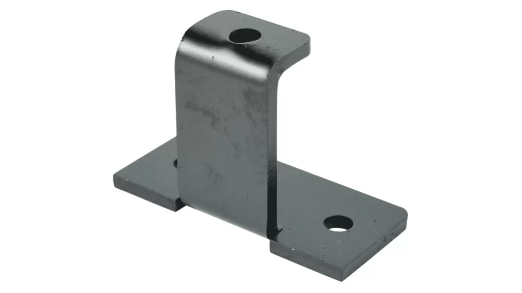 A laser-cut aluminum fixture part with uniform edges and precise shape.