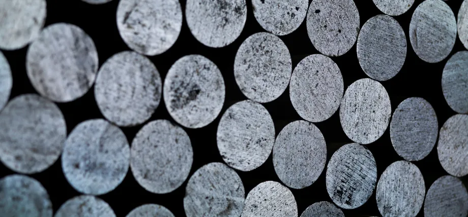 Close-up array of numerous circular Monel alloy rod cross-sections