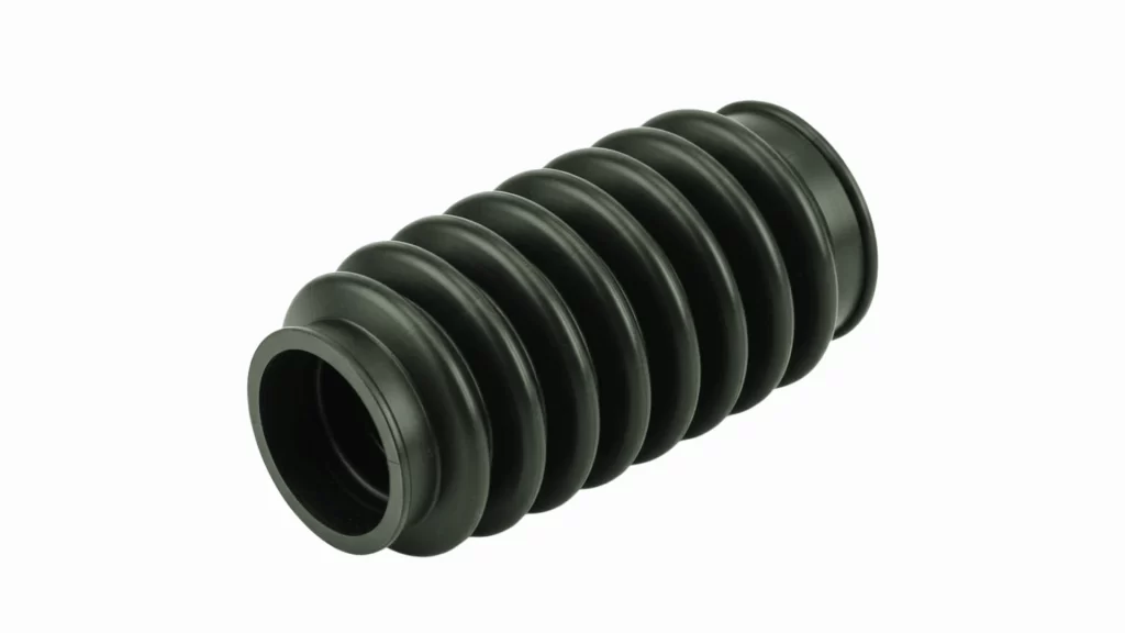 Close-up of a natural rubber molded part on a white background