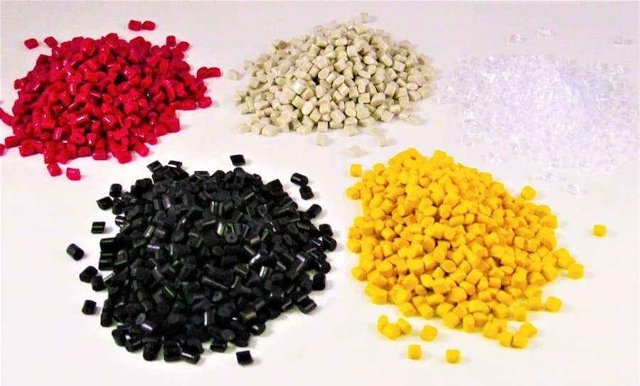 An image of four types of Nylon Injection molding pellets