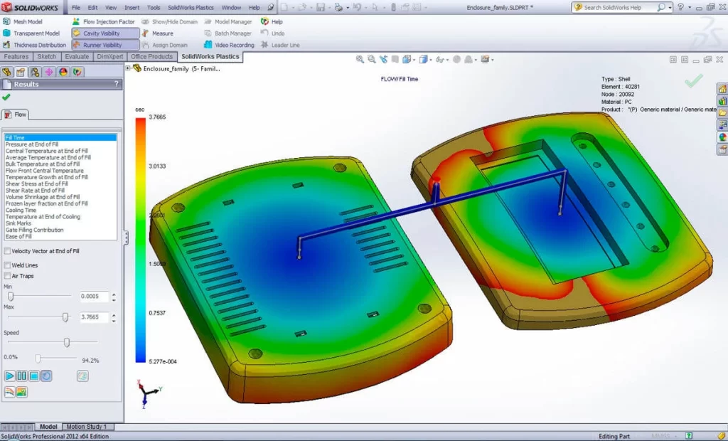 An illustration of Nylon molding part design and simulation