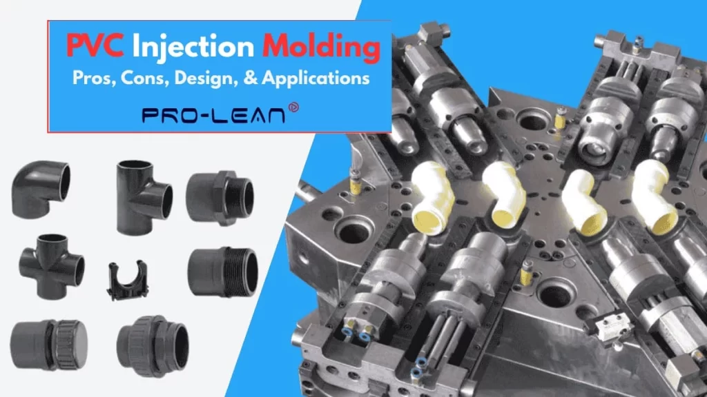 Blog’s feature image showing an open PVC injection mold, produced parts, and title text