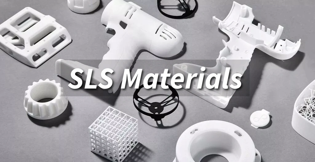 an image with various SLS materials in different shapes