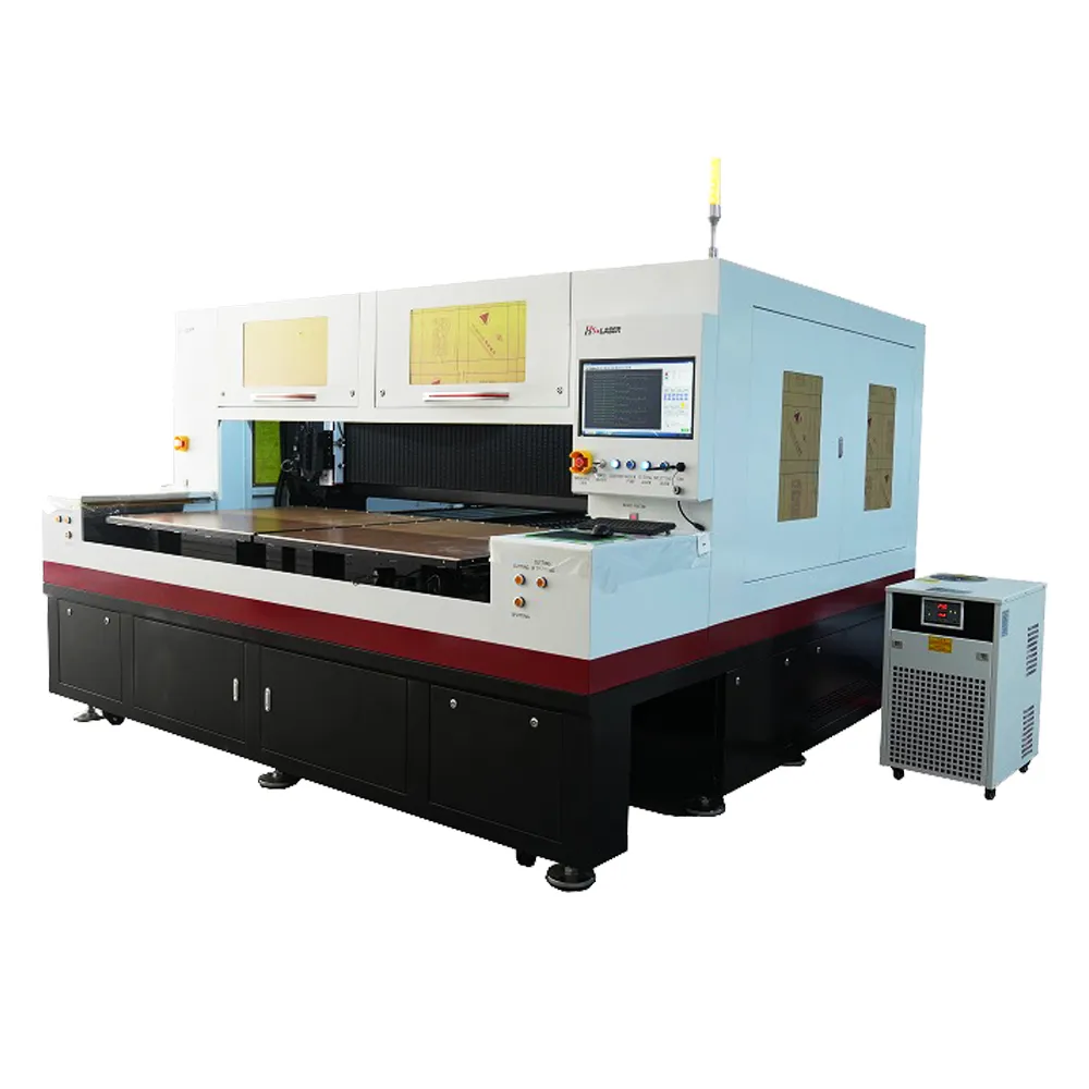 Close-up of a glass laser cutting machine on a white background