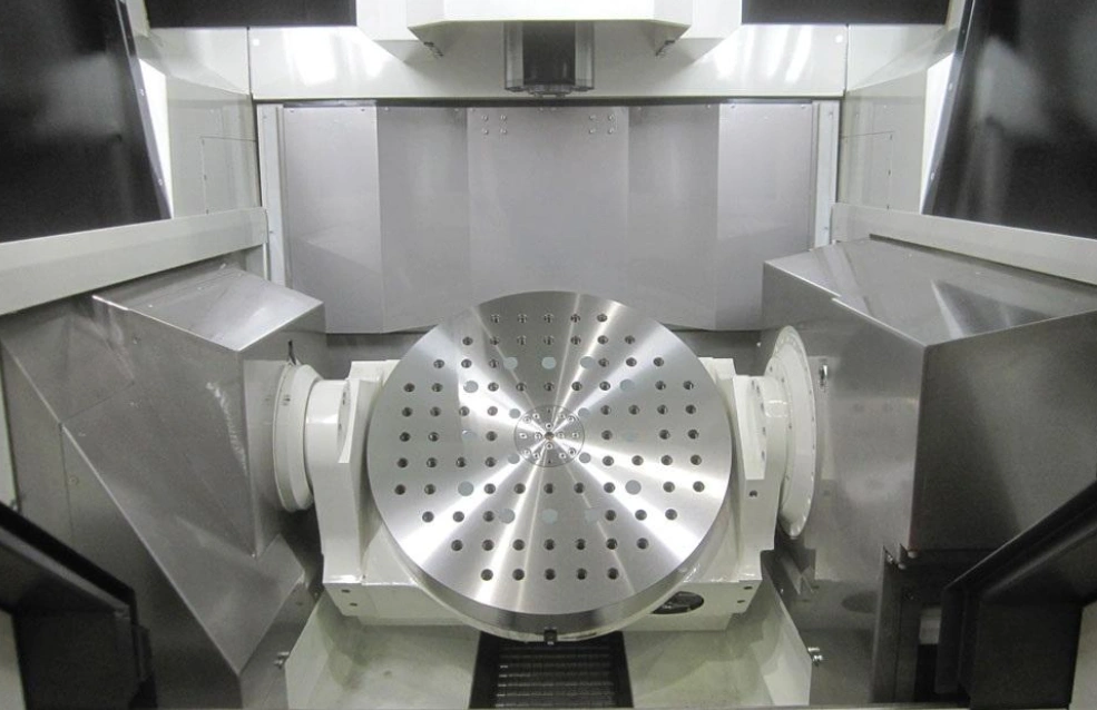CNC machine tooling plate with precision-reamed aerospace pinholes arranged in a circular pattern