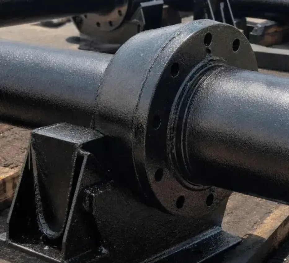 Alkyd-coated black metal axle and flange assembly