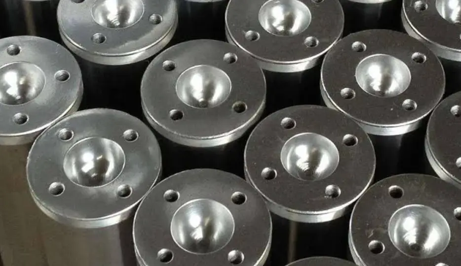 Electroplated CNC-machined cylindrical parts with bolt holes