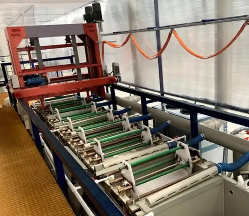 Automated nickel plating line with overhead hoist and multiple treatment tanks