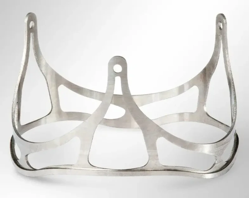 Titanium medical implant prototype with lattice-cut, crown-shaped support structure