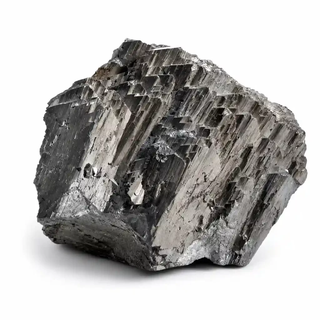 Detailed view of a gray arsenic sample displaying its solid, metallic-looking surface.