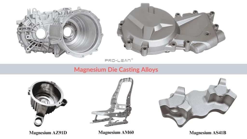 An image showing die-casting parts of different magnesium alloys