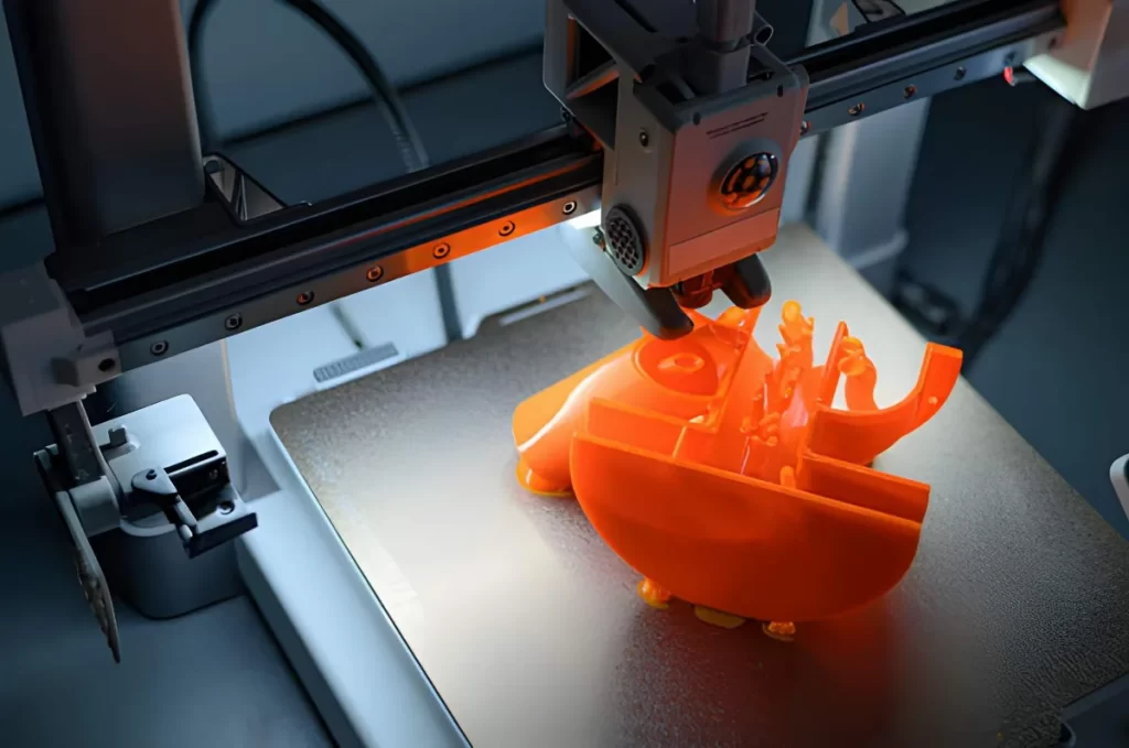 ABS plastic prototype being 3D printed.