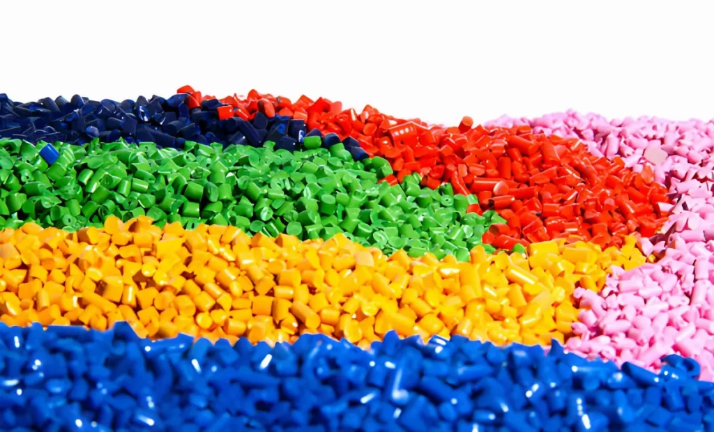 An image showing colorful pellets of ABS plastic.