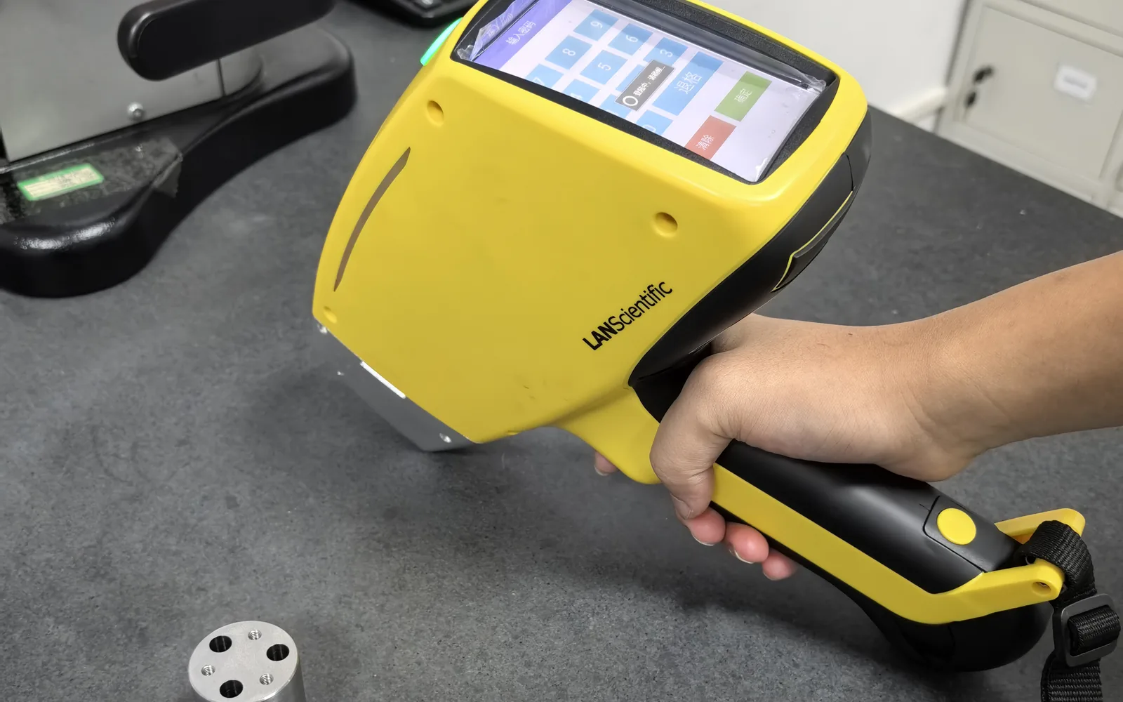 Prolean inspection process: a machined part being checked against the drawing call-out
