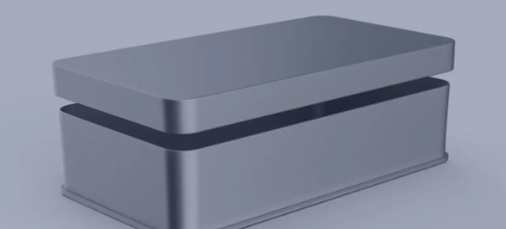 A fine, high-quality, grey colored aluminium sheet metal enclosure 