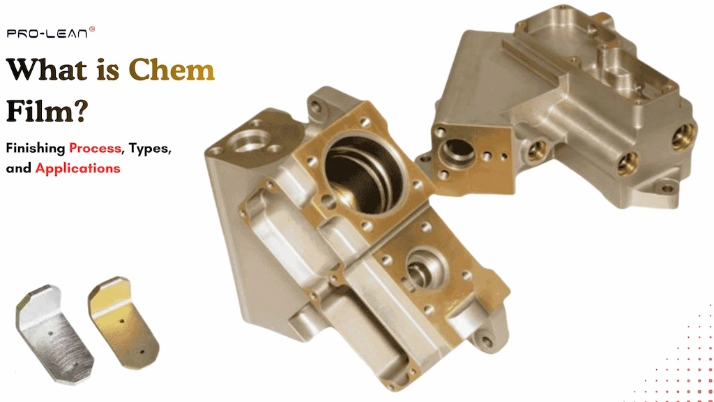 Blog’s feature image showing machined parts with chem film finish and title text 