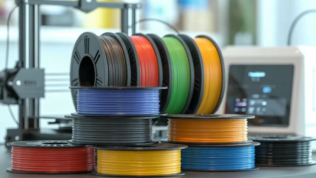 Filament coils of different FDM 3D printing materials