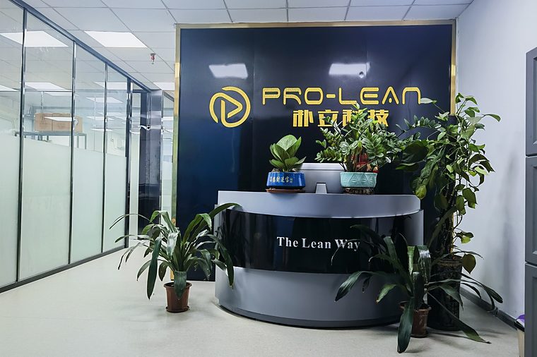 Reception of the Proleantech manufacturing facility, with the company mark on the wall