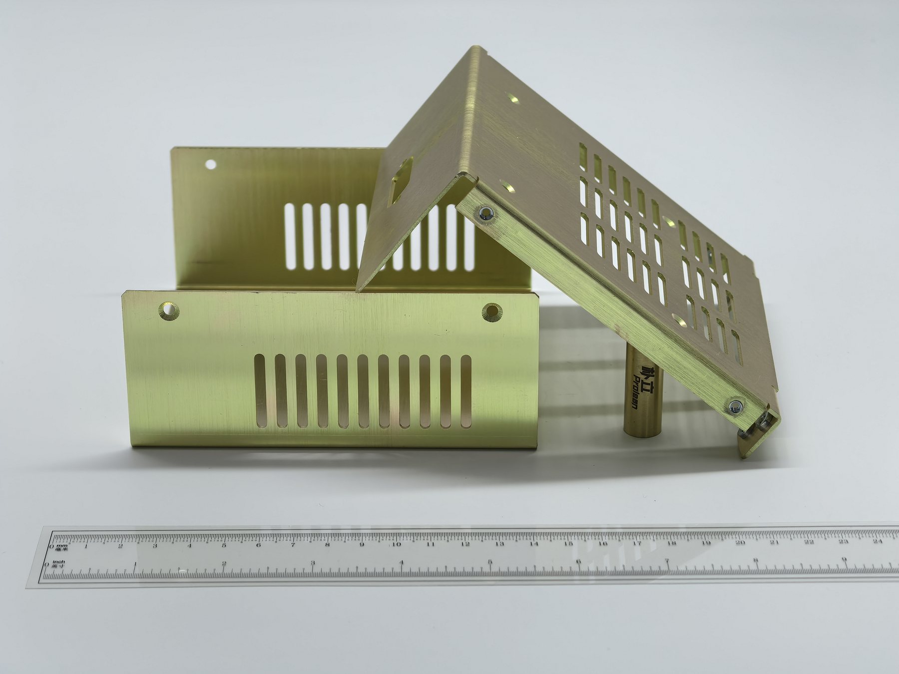 Vented folded sheet metal enclosure with yellow conversion coating