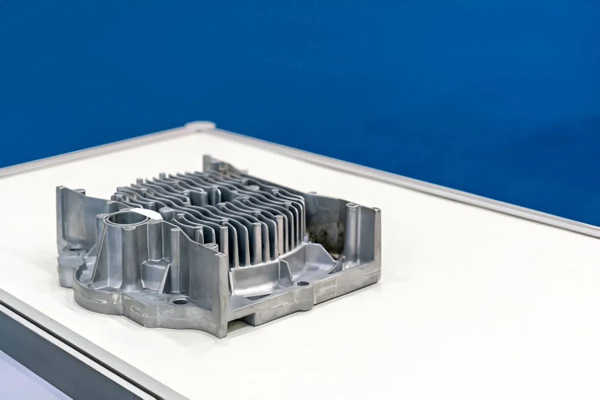 Ribbed metal casting with mounting and machined features