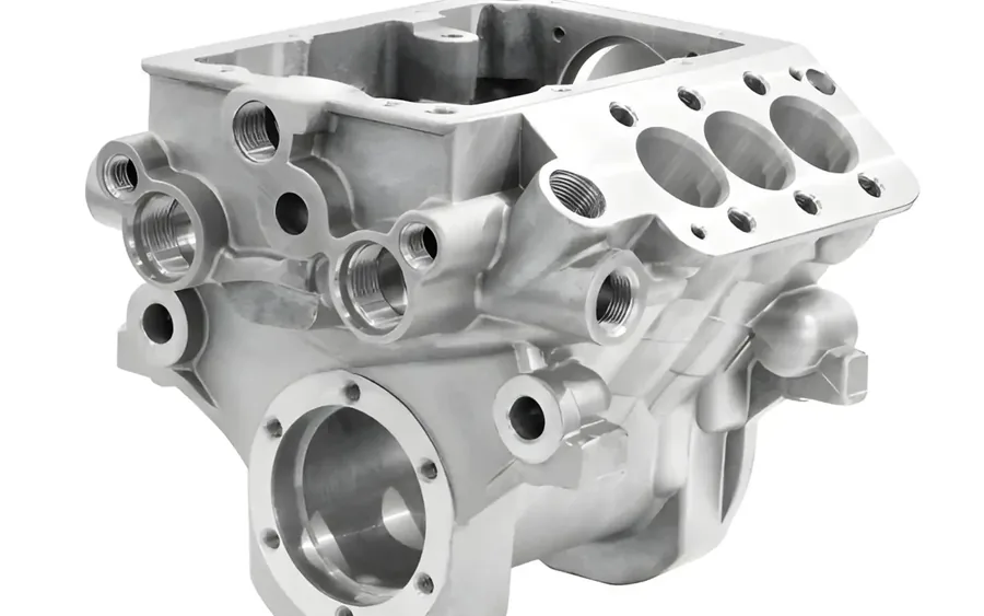 An engine housing illustrating automotive component geometry