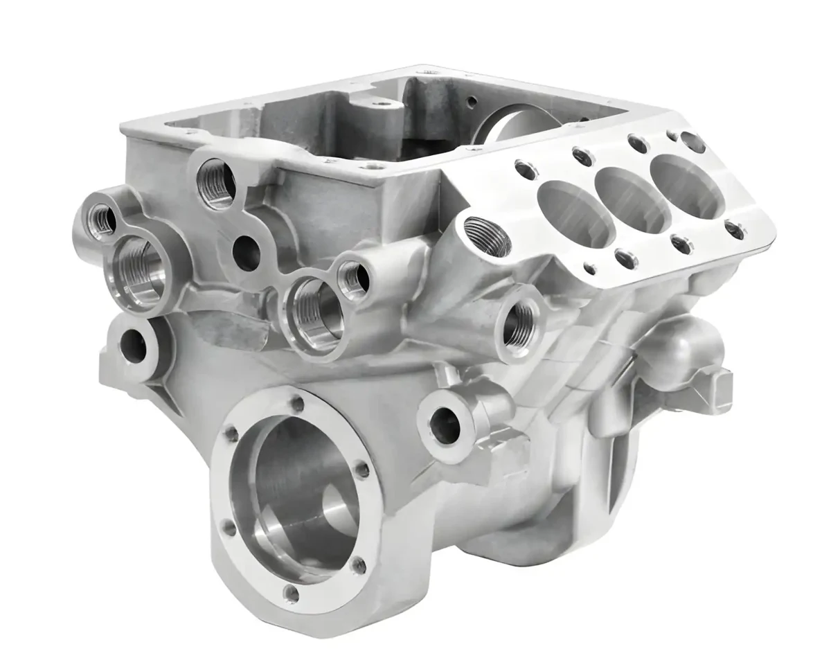 An engine housing illustrating automotive component geometry