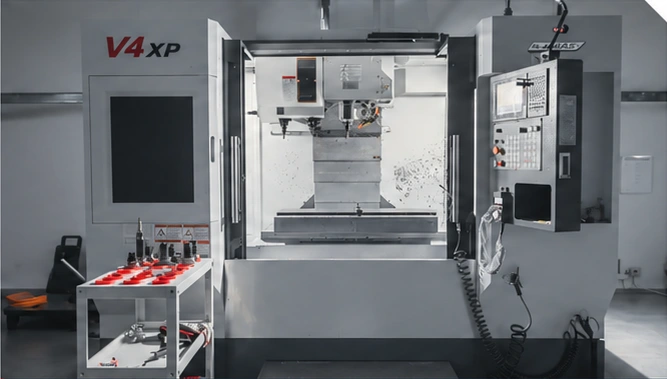 A CNC machining centre in Prolean's Shenzhen workshop, photographed while idle