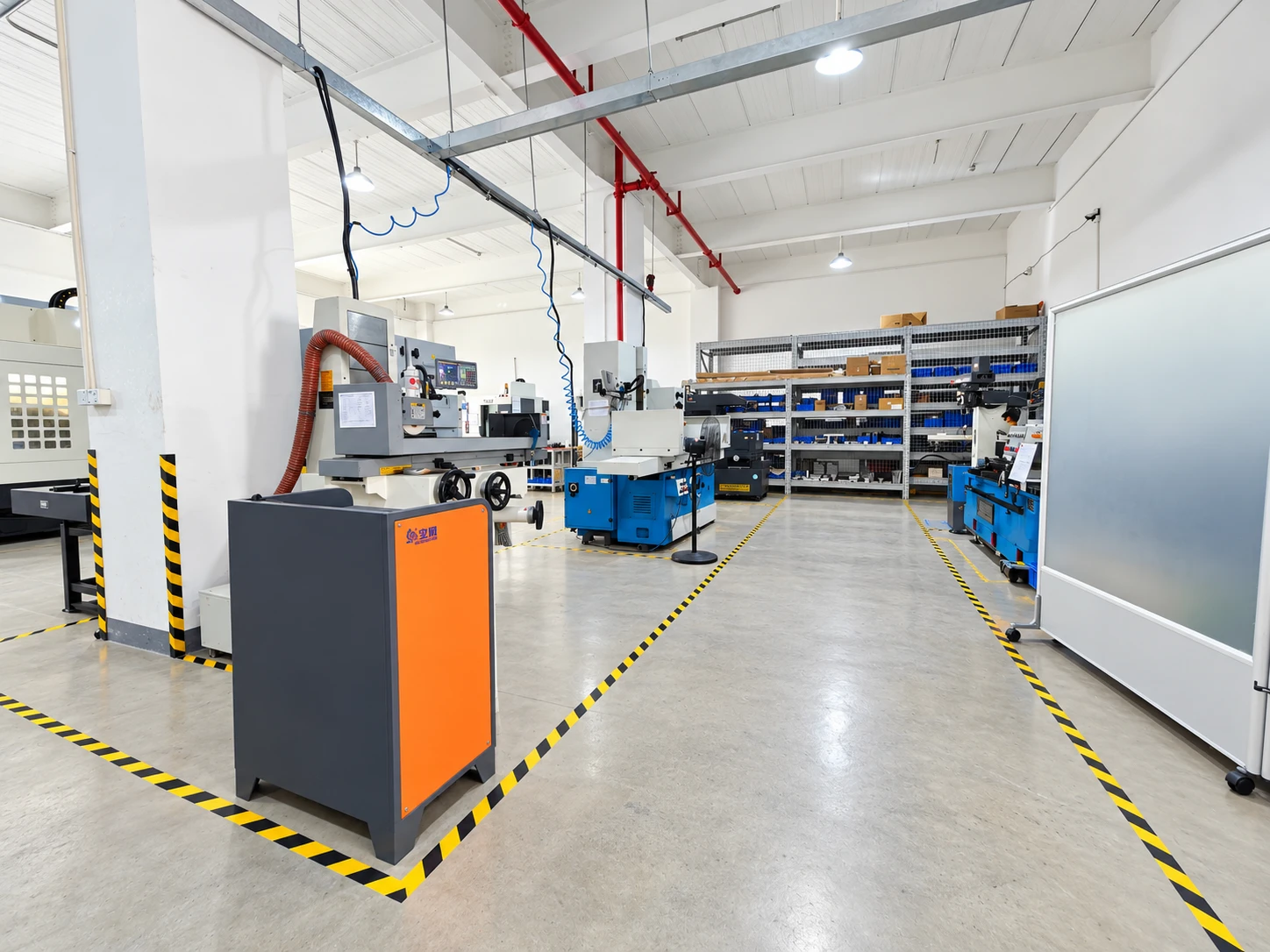 Secondary machining equipment and material storage in the workshop