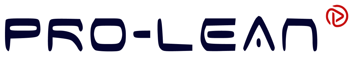 PRO-LEAN - company wordmark with red emblem
