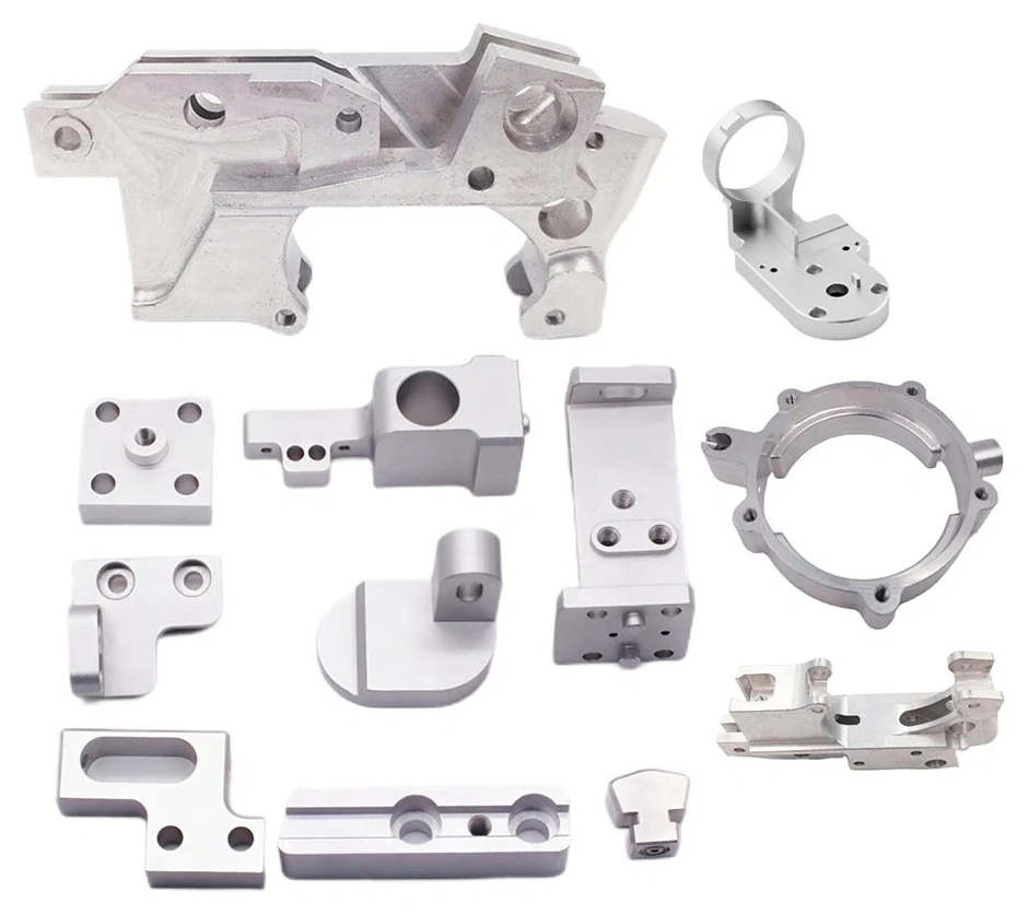 Milled brackets, mounting blocks and ring-shaped components with holes and contoured features
