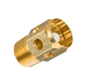 Threaded metal connector with cross holes and an axial bore